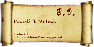 Babiák Vilmos névjegykártya